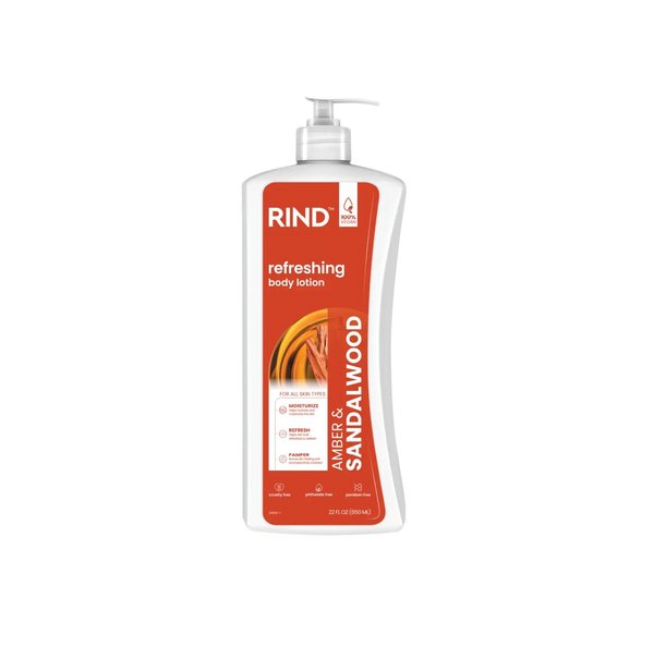 RIND Refreshing Body Lotion – Amber & Sandalwood 650ml ريند لوشن مرطب ومنعش للجسم بخلاصة العنبر وخشب الصندل