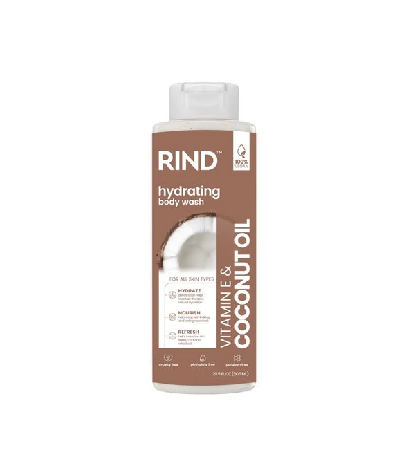 RIND PRO Hydrating BODY WASH 606ml - Vitamin E & Coconut Oil  ريند غسول جسم غني بالفيتامين هـ وزيت جوز الهند