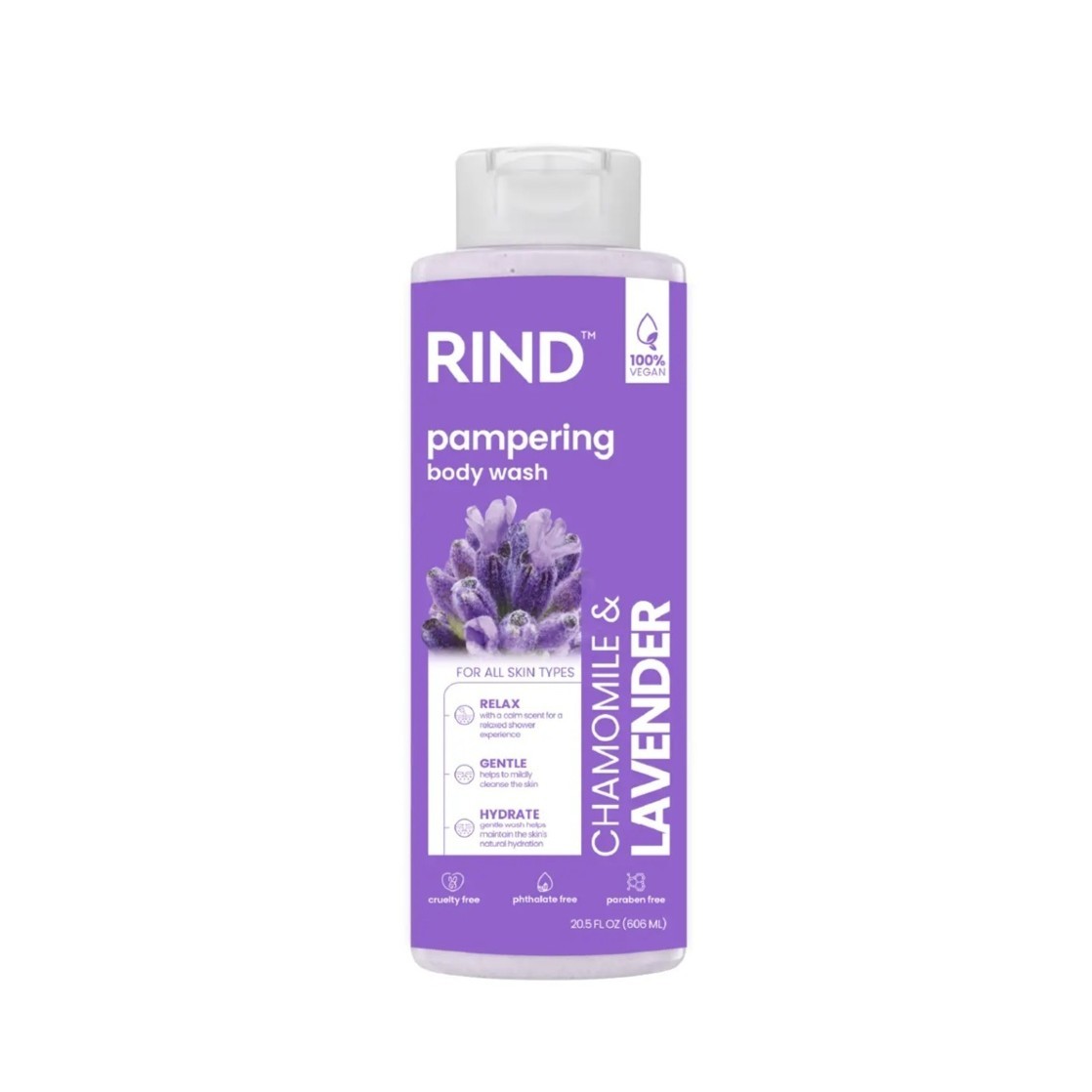 RIND PRO PAMPERING BODY WASH 606ml - Chamomile & Lavender ريند غسول جسم غني بالبابونج ورائحة اللافندر