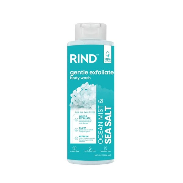 RIND PRO Gentle Exfoliating BODY WASH 606ml - Ocean Mist & Sea Salt  ريند غسول مقشر للجسم غني بملح البحر ورائحة رذاذ المحيط