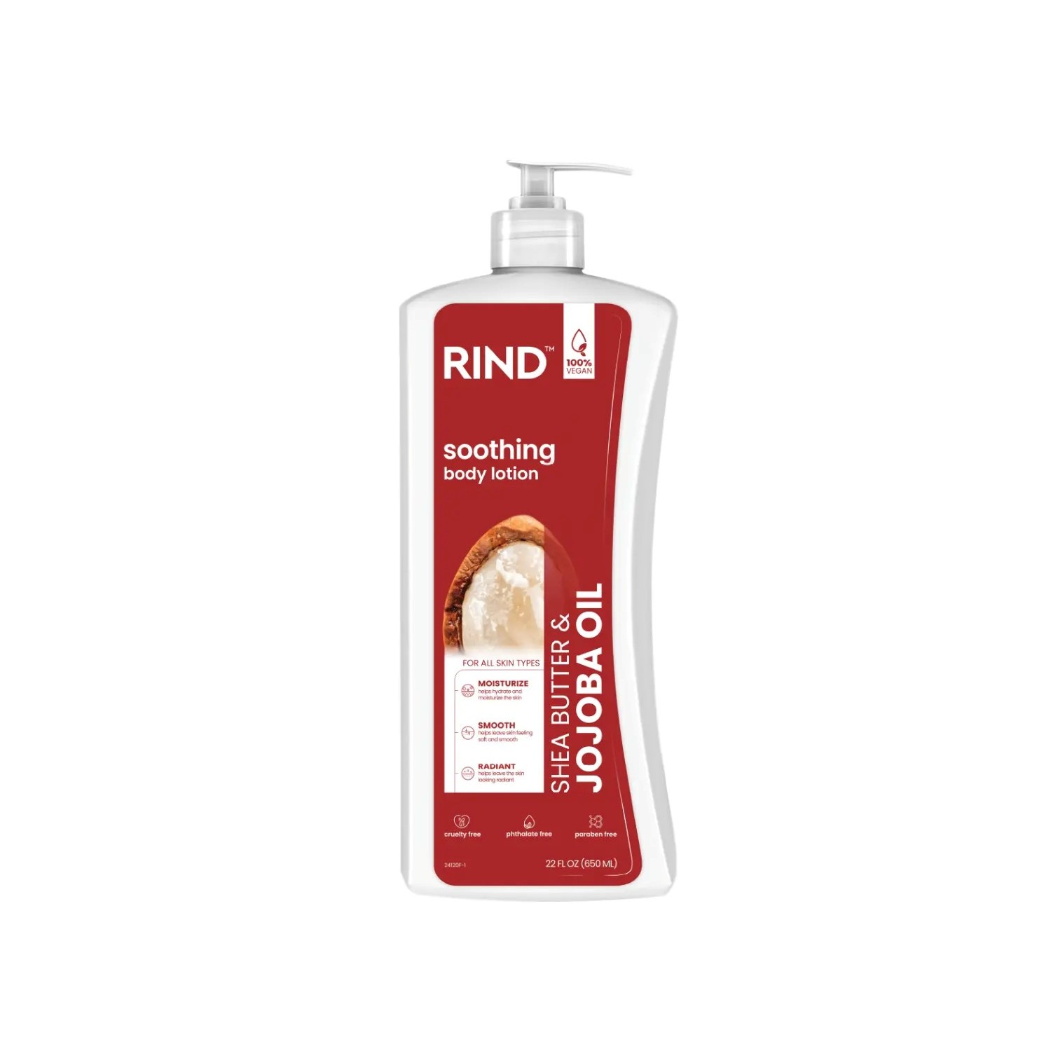 RIND Soothing Body Lotion – SHEA BUTTER & JOJOBA OIL 650ml ريند لوشن الجسم المهدئ – خلاصة زبدة الشيا وزيت الجوجوبا