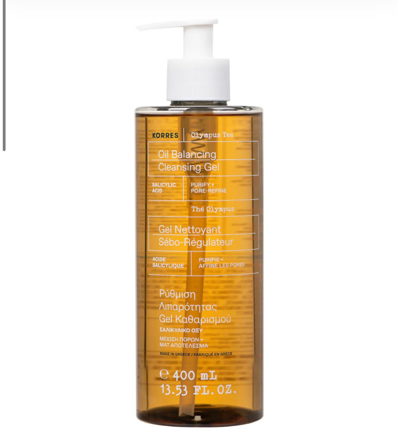KORRES OLYMPUS TEA OIL BALANCING CLEANSING GEL FOR OILY & COMBINATION SKIN 400ML كوريس جل منظف موازن للزيوت للبشرة الدهنية والمختلطة