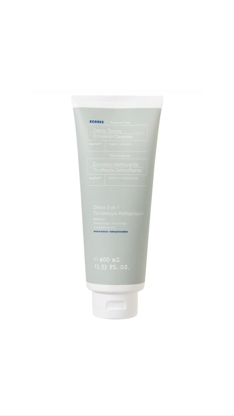 KORRES OLYMPUS TEA DETOX TONING EMULSION CLEANSE FOR ALL SKIN TYPES 400ML كوريس غسول منظف للبشرة