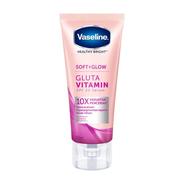 VASELINE HEALTHY BRIGHT Soft+glow Gluta Vitamin Spf 20 serum 180ml فازلين سيروم بعامل حماية للبشرة