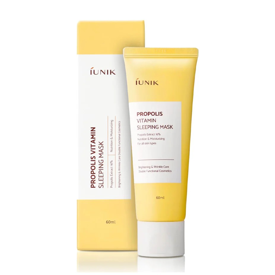IUNIK Propolis Vitamin Sleeping Mask 60ml  اي يونيك ماسك ليلي مرمم ومهدئ ومجدد لإشراقة للبشرة