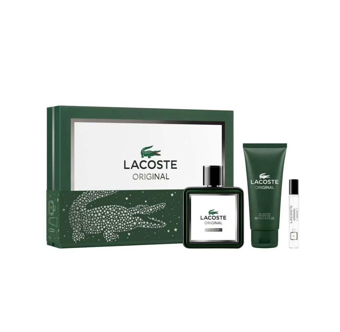 LACOSTE Original Parfum 100 ml + 7.5 ml + Shower Gel 100 ml Men's Perfume Set لاكوست بكج هدايا للرجال