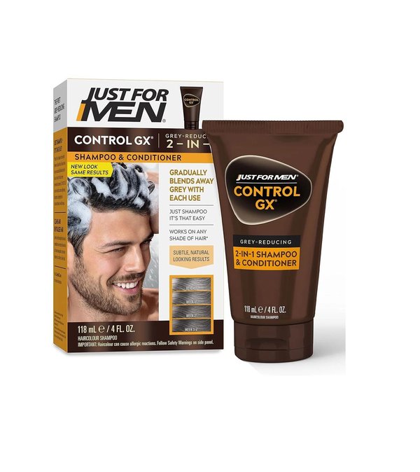 JUST FOR MEN  Control GX Grey Reducing 2-in-1 Shampoo & Conditioner 118ml  جست فور مين شامبو و بلسم يقلل من الشيب