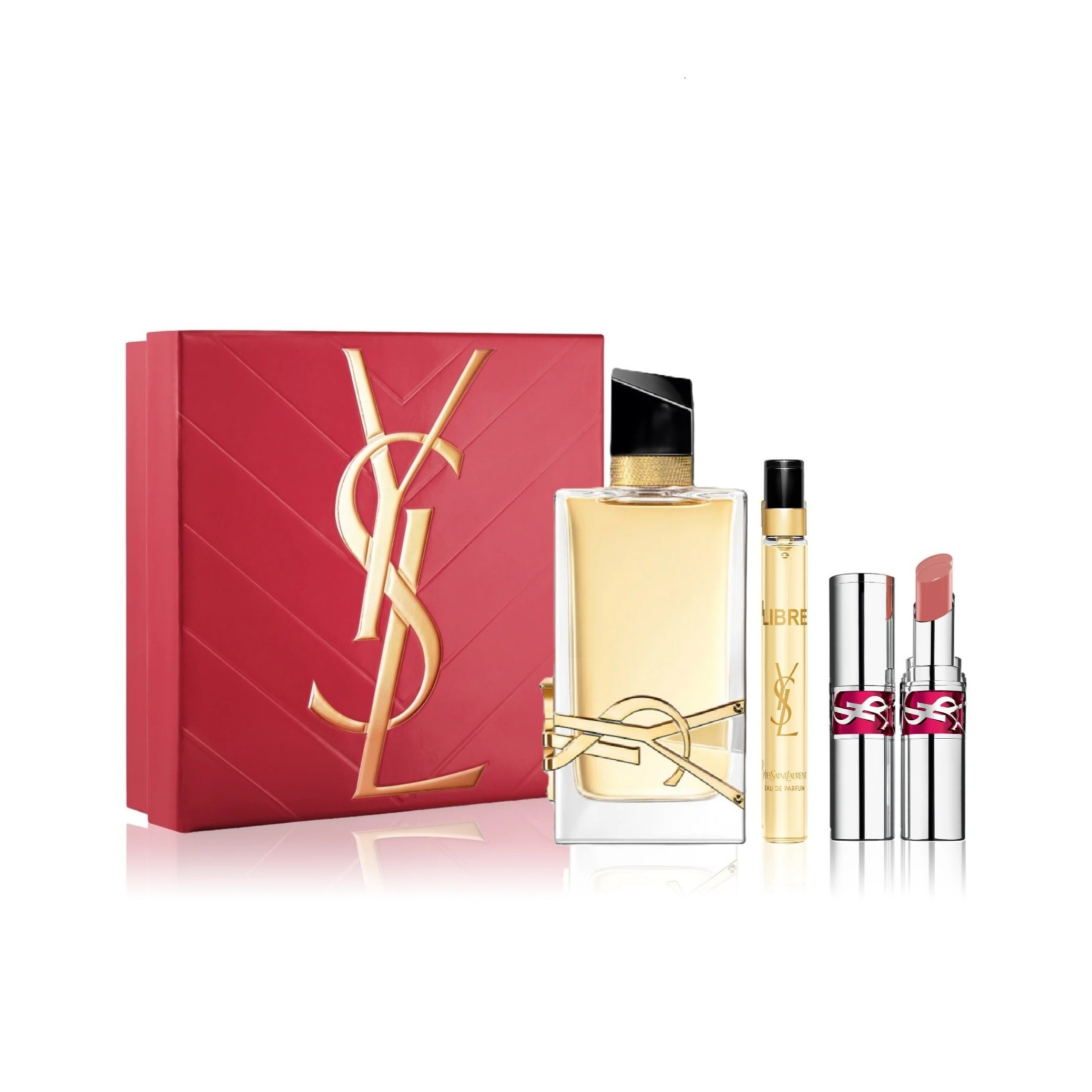 YVES SAINT LAURENT LIBRE SET (Eau De Parfum 90ml + 10ml + Lipstick 44 Nude Lavalliere)  واي اس ال بكج هدايا للنساء