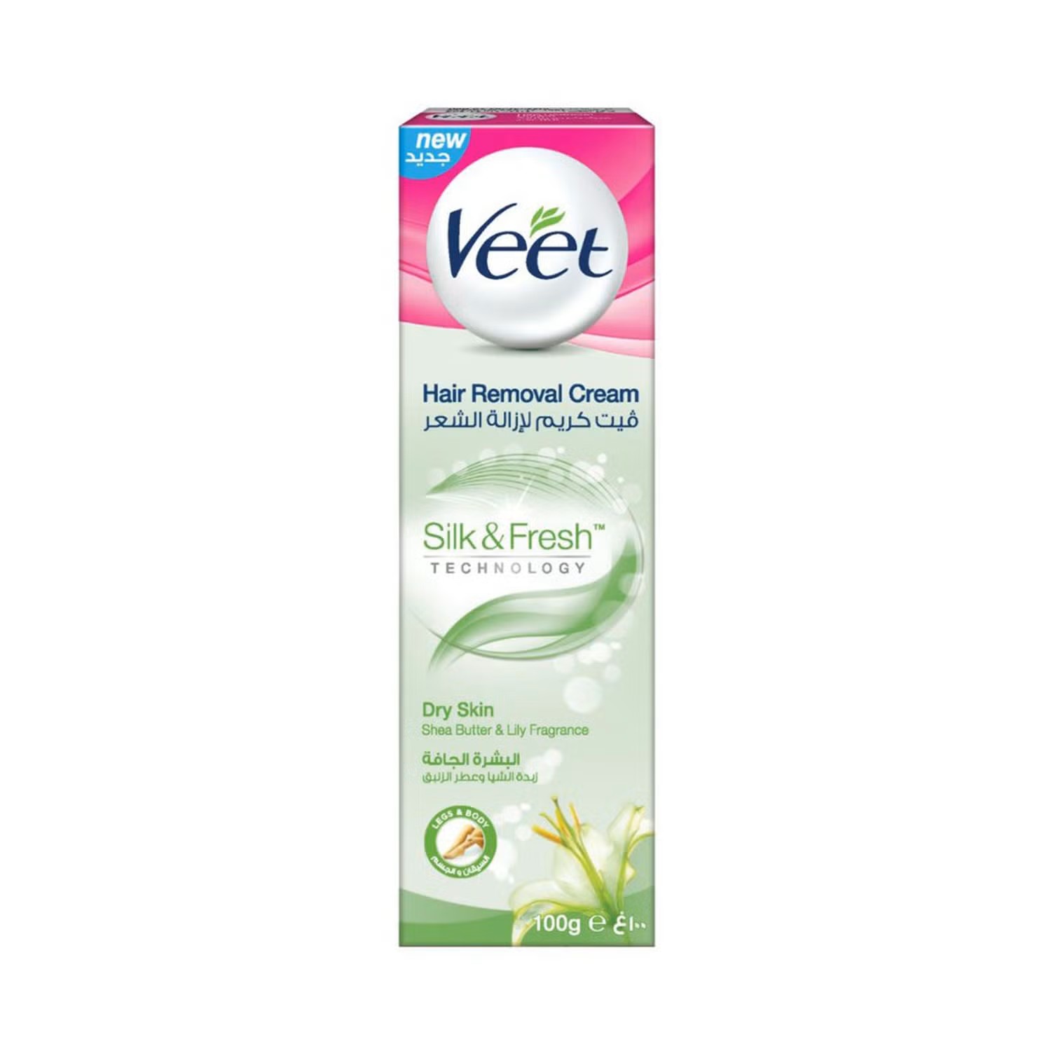 Veet Silky Fresh Hair Removal Cream For Dry Skin 100ml كريم فيت سيلكي فريش لإزالة الشعر للبشرة الجافة
