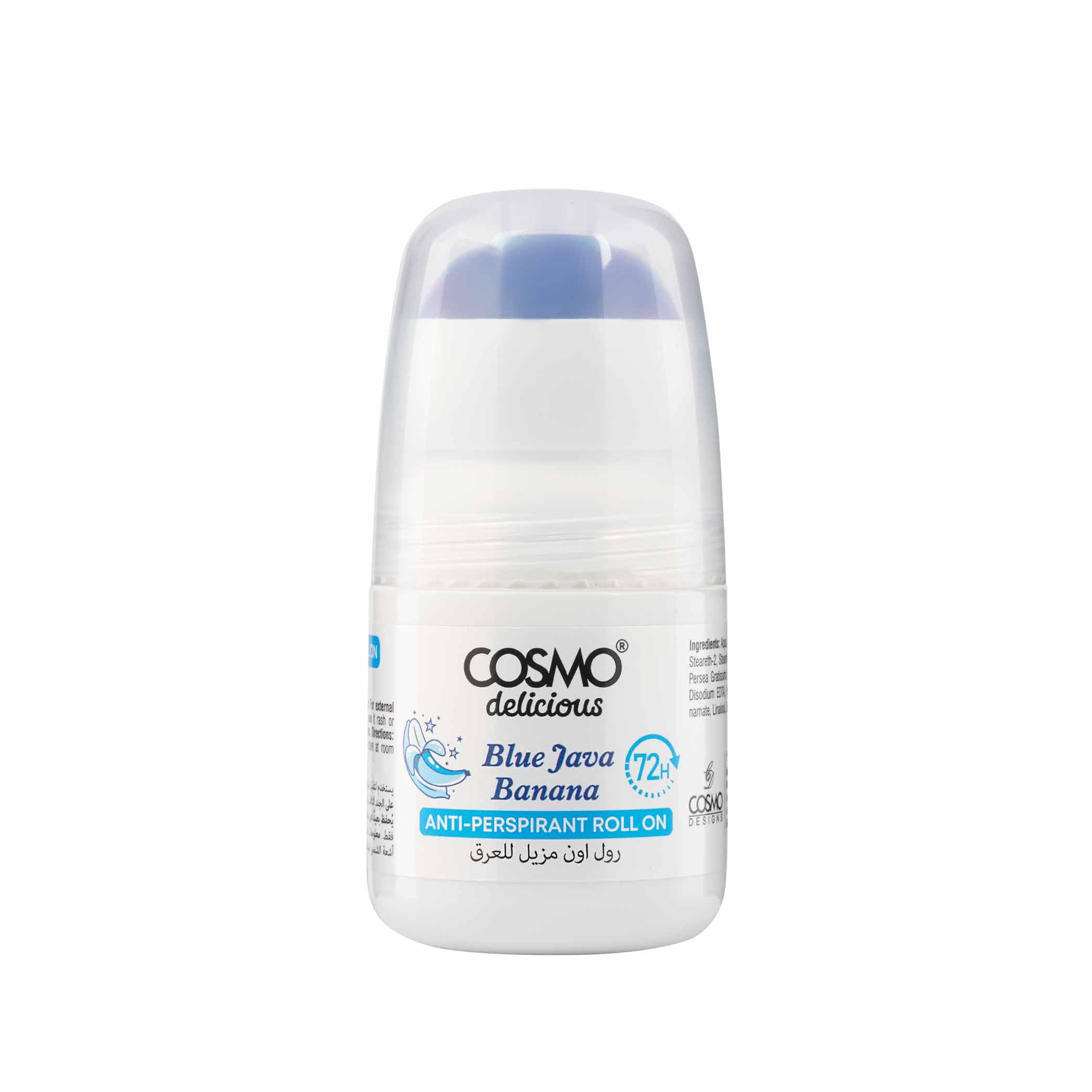 COSMO Anti-Perspirant Roll On 72h 50ml - Blue Java Banana  كوسمو مزيل تعرق رول اون برائحة الموز الكريمية