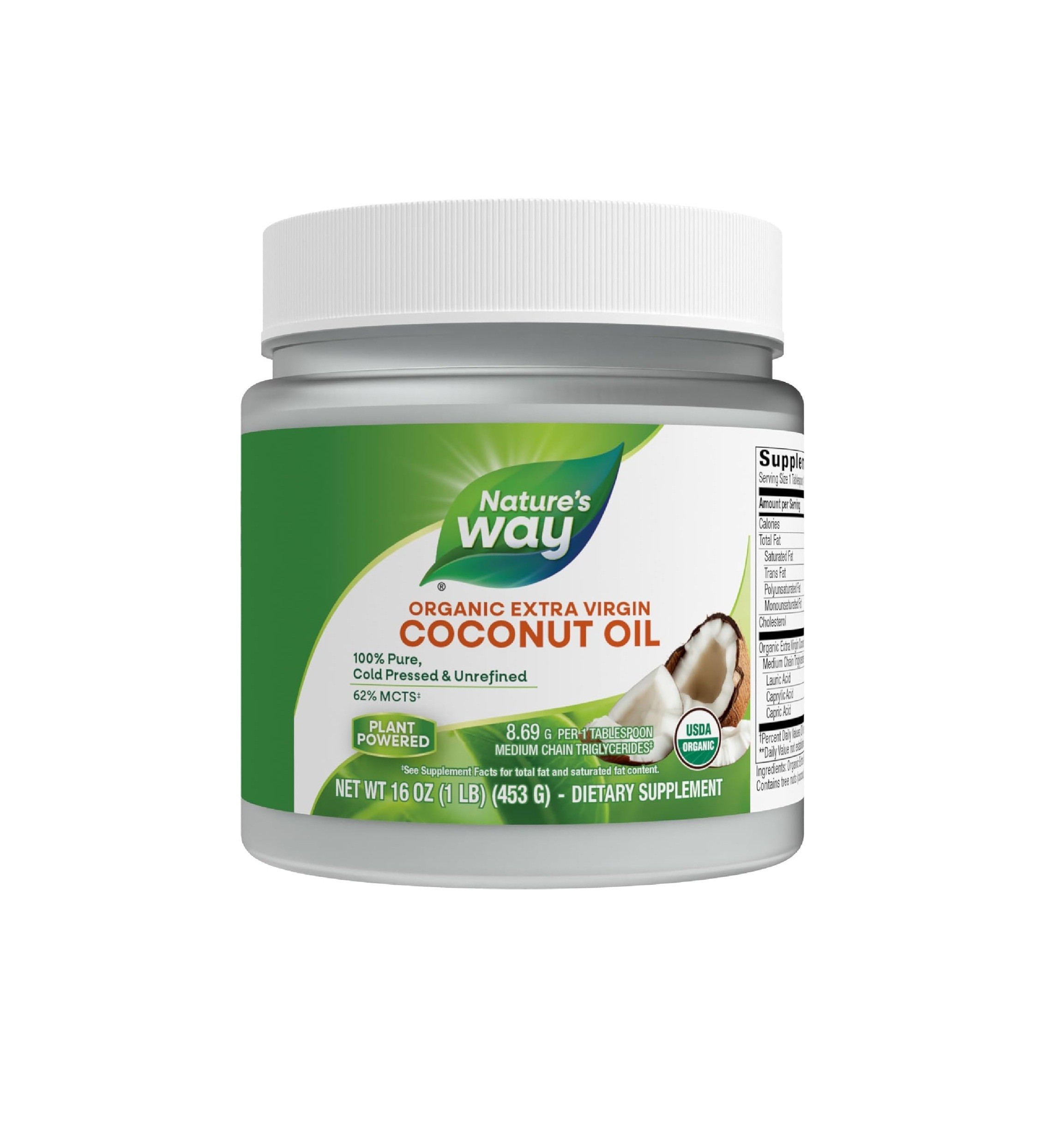 NATURES WAY Organic Extra Virgin Coconut Oil 453g ناتشيرس وي زيت للشعر و الجسم