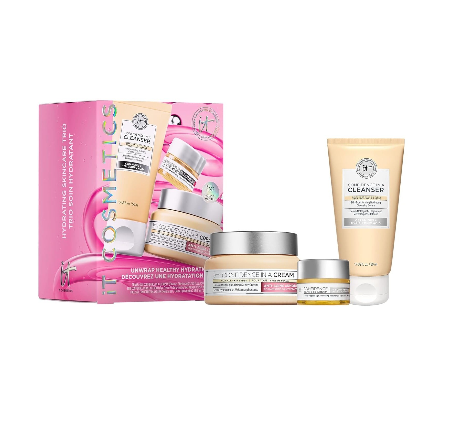 IT COSMETICS Anti-Aging Healthy Skincare Set, 3-Piece Holiday Gift Set for Women ات كوزمتك مجموعة العناية بالبشرة الصحية المضادة للشيخوخة للنساء 