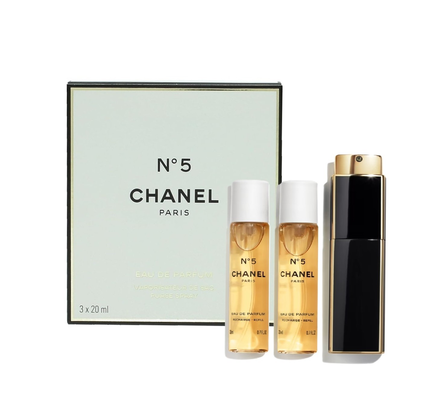CHANEL PARIS NO5 REFILLABLE Eau De Parfum for Women 3x20ml  شانيل عطر للنساء قابل لإعادة التعبئة