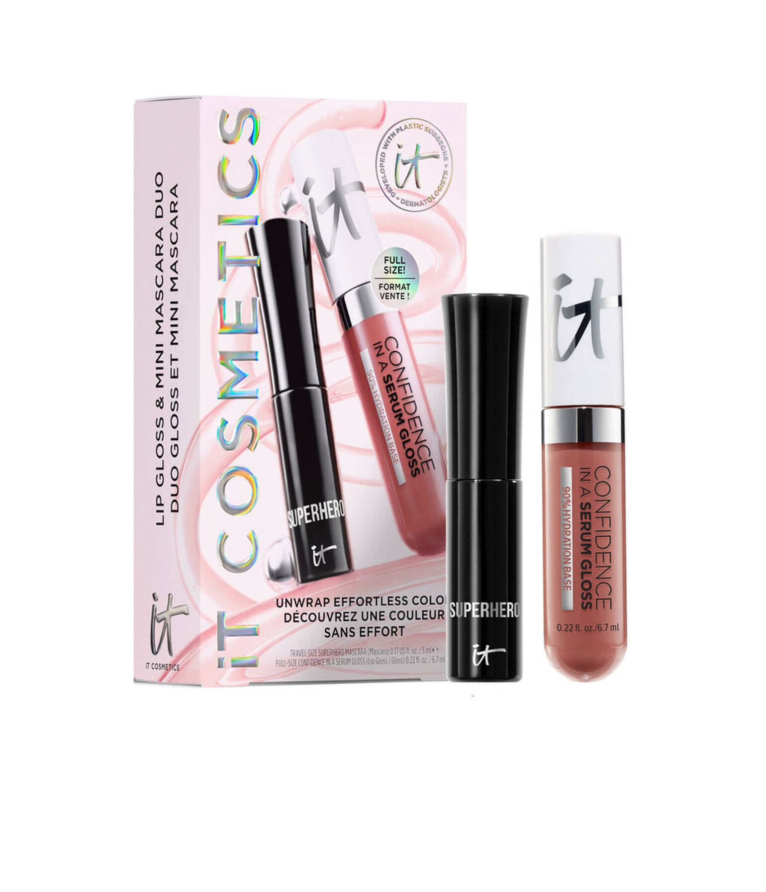 IT COSMETICS Unwrap Effortless Color Mascara & Lip Gloss Makeup Gift Set مجموعة هدايا مكياج : ماسكارا وملمع شفاه