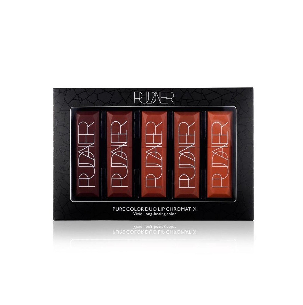 PUDAIER PURE COLOR DUO LIP CHROMATIX 5PCS بوداير مجموعة احمر شفاه