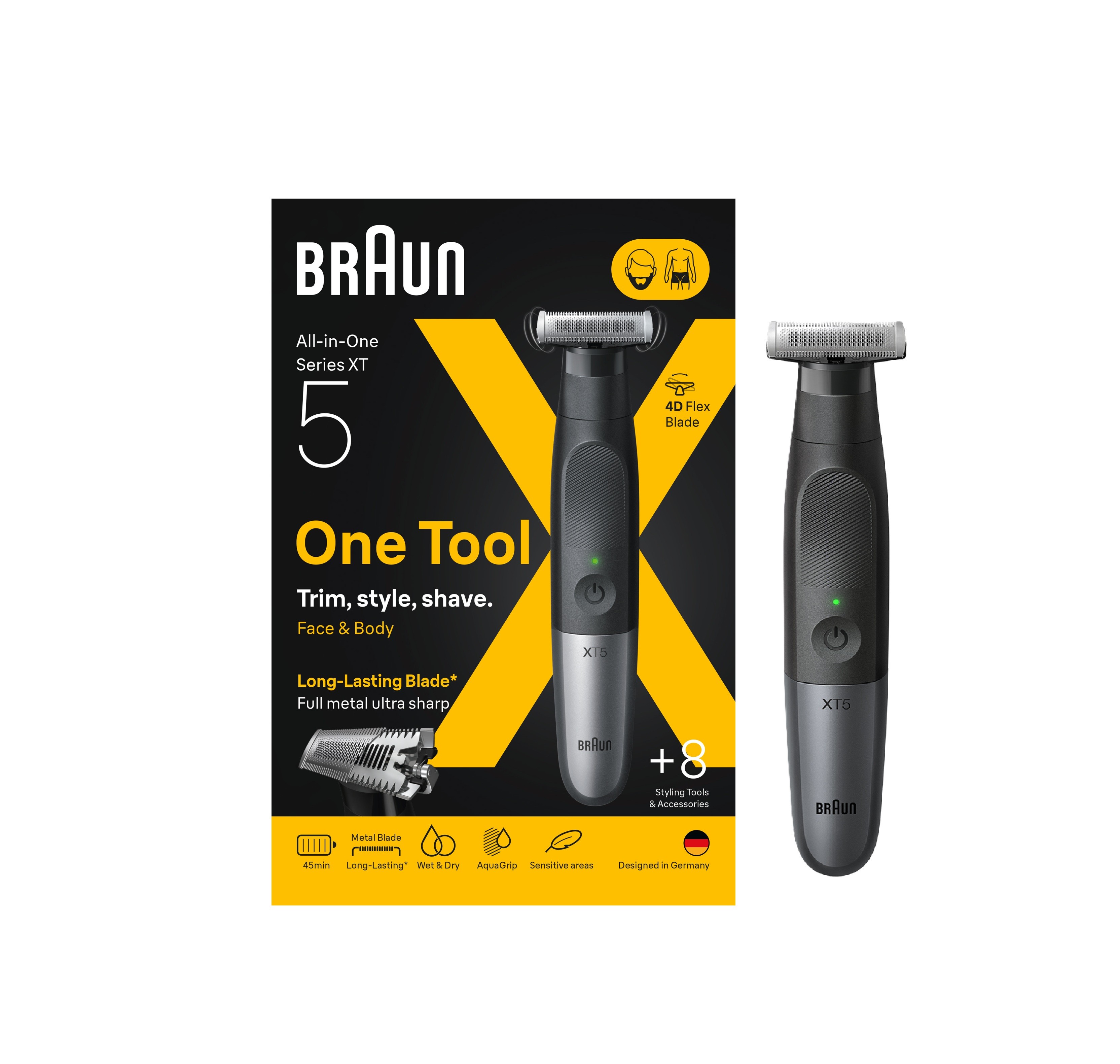 BRAUN Series X XT5200 Beard Trimmer & Body Shaver ALL-IN-ONE  براون ماكينة تشذيب اللحية وحلاقة الجسم