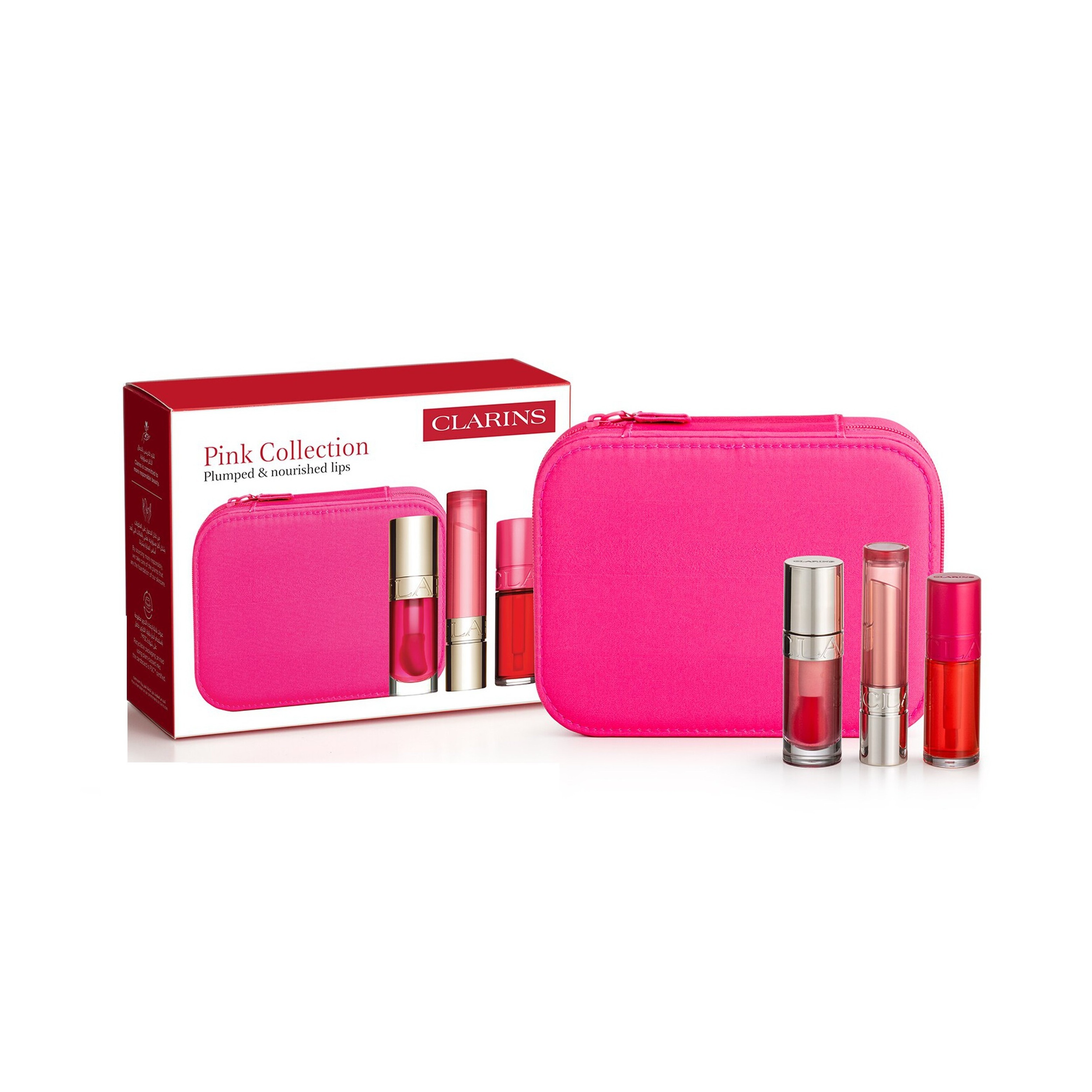 CLARINS PINK COLLECTION Plumped & Nourished Lips Set كلارنس مجموعة العناية بالشفاه