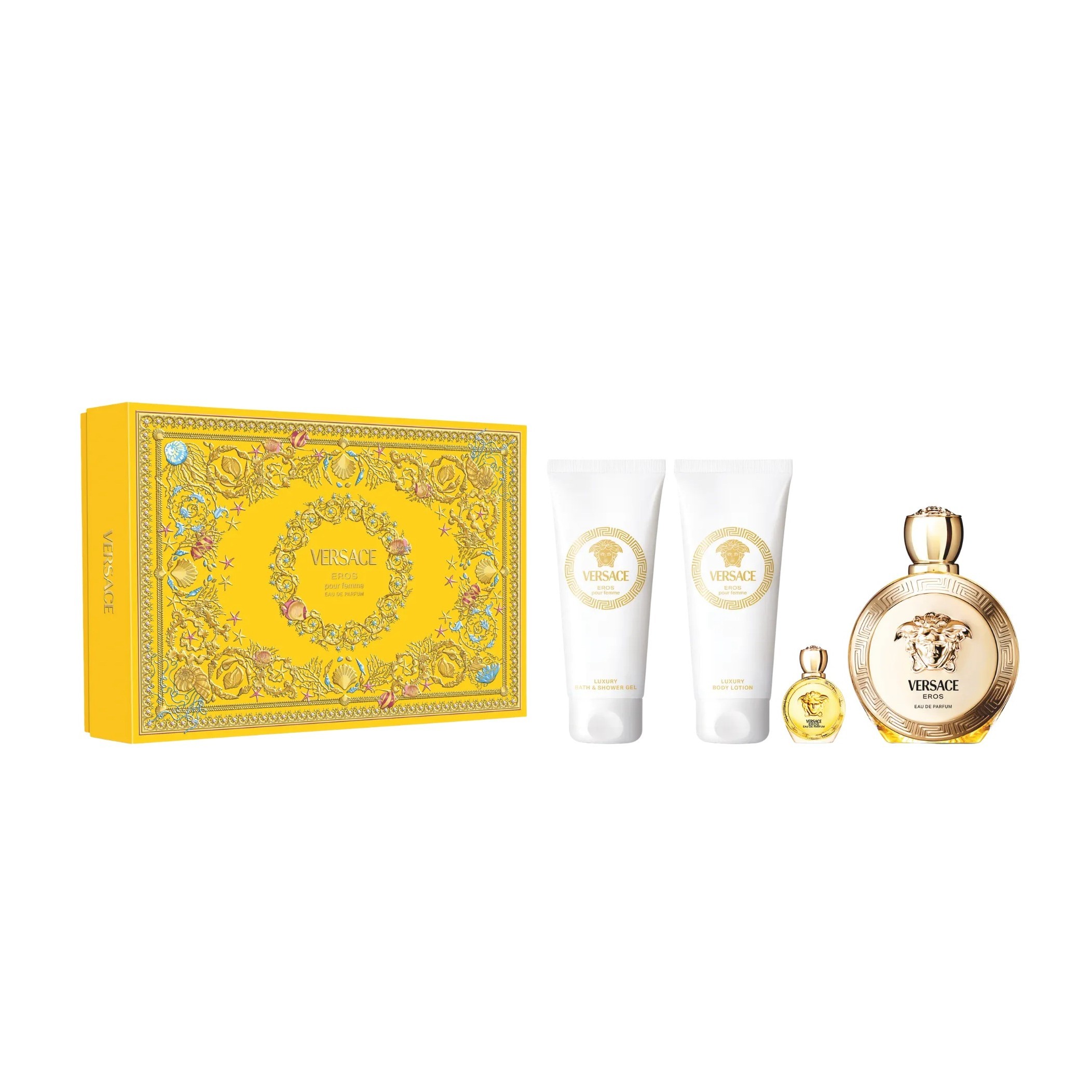 VERSACE Eros Pour Femme Eau de Parfum GIFT SET FOR WOMEN (4PCS)  ڤيرزاتشي بكج هدايا للنساء