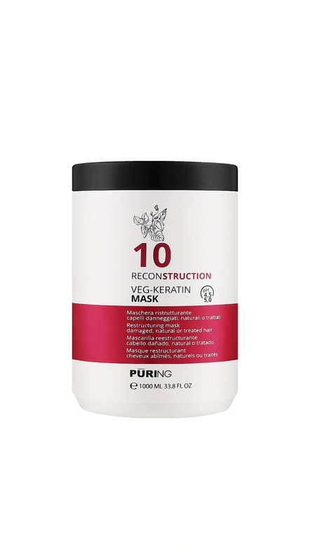 PURING 10 RECONSTRUCTION VEG-KERATIN MASK 1000ml بيورنگ ماسك معالج للشعر التالف والمتضرر