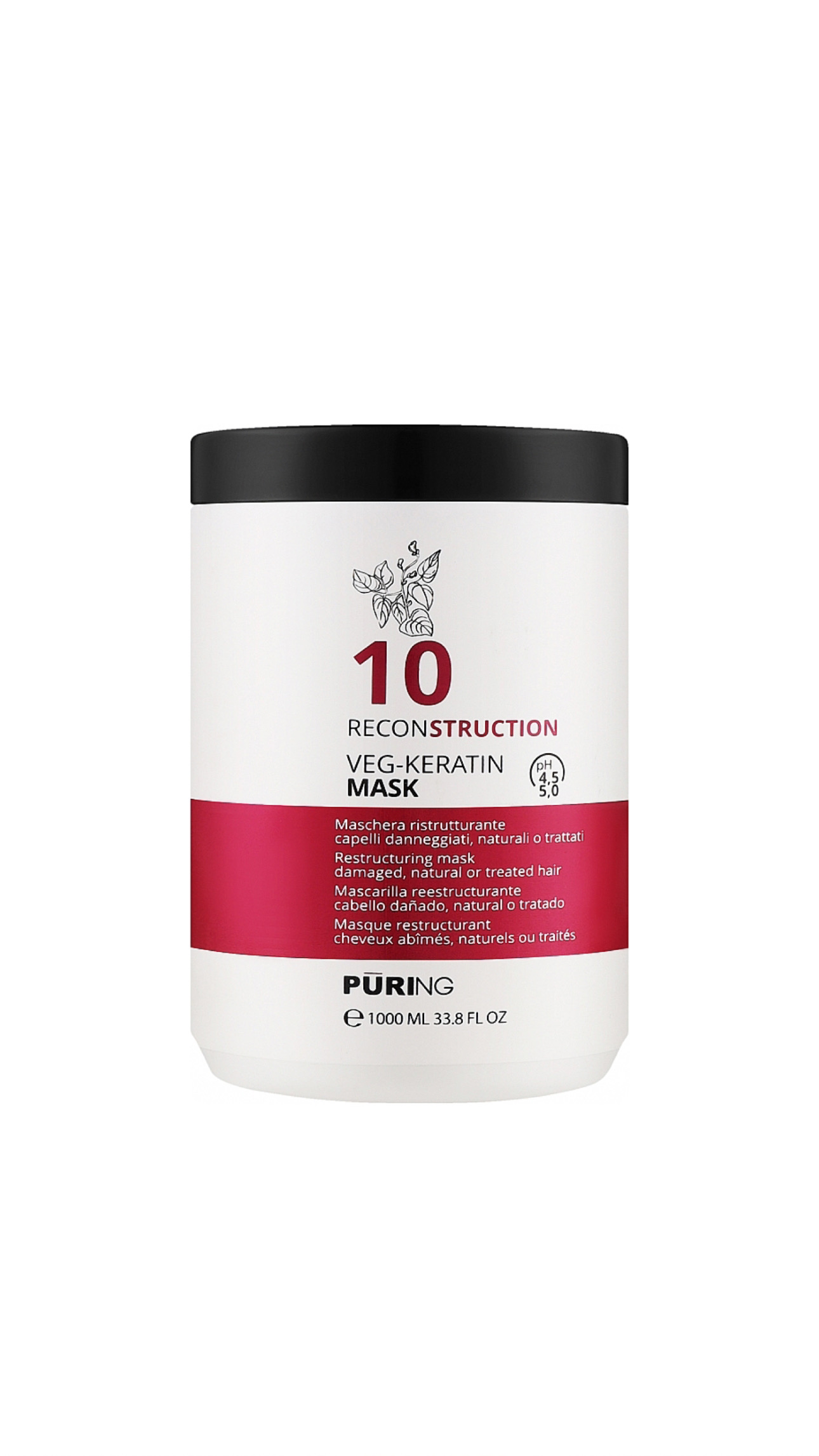 PURING 10 RECONSTRUCTION VEG-KERATIN MASK 1000ml بيورنگ ماسك معالج للشعر التالف والمتضرر