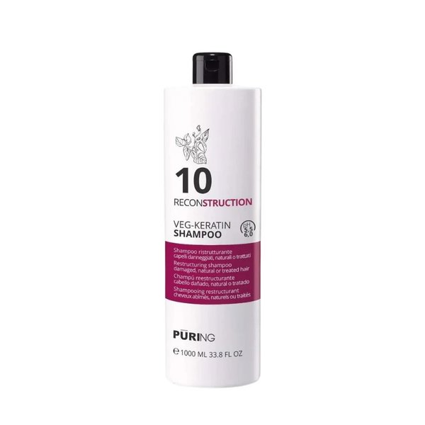 PURING 10 Reconstruction Veg-Keratin Shampoo 1000ml  بيورنغ شامبو مرمم للشعر التالف والضعيف