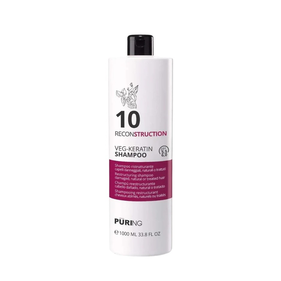 PURING 10 Reconstruction Veg-Keratin Shampoo 1000ml بيورنغ شامبو مرمم للشعر التالف والضعيف