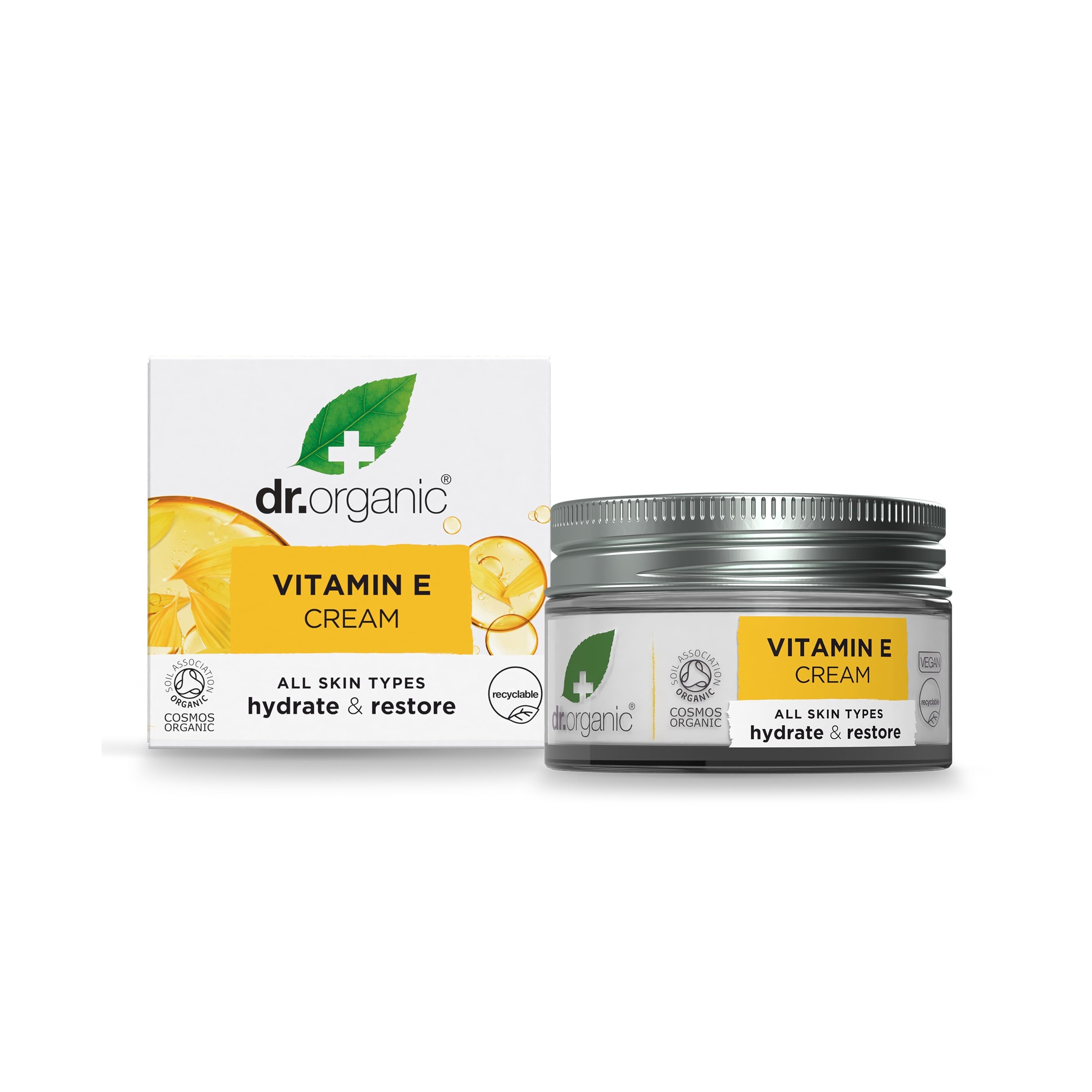 DR.ORGANIC Vitamin E Moisturising and Restoring Cream 50ml  دكتور اوركانك كريم مرطب ومجدد للبشرة غني بالفيتامين هـ