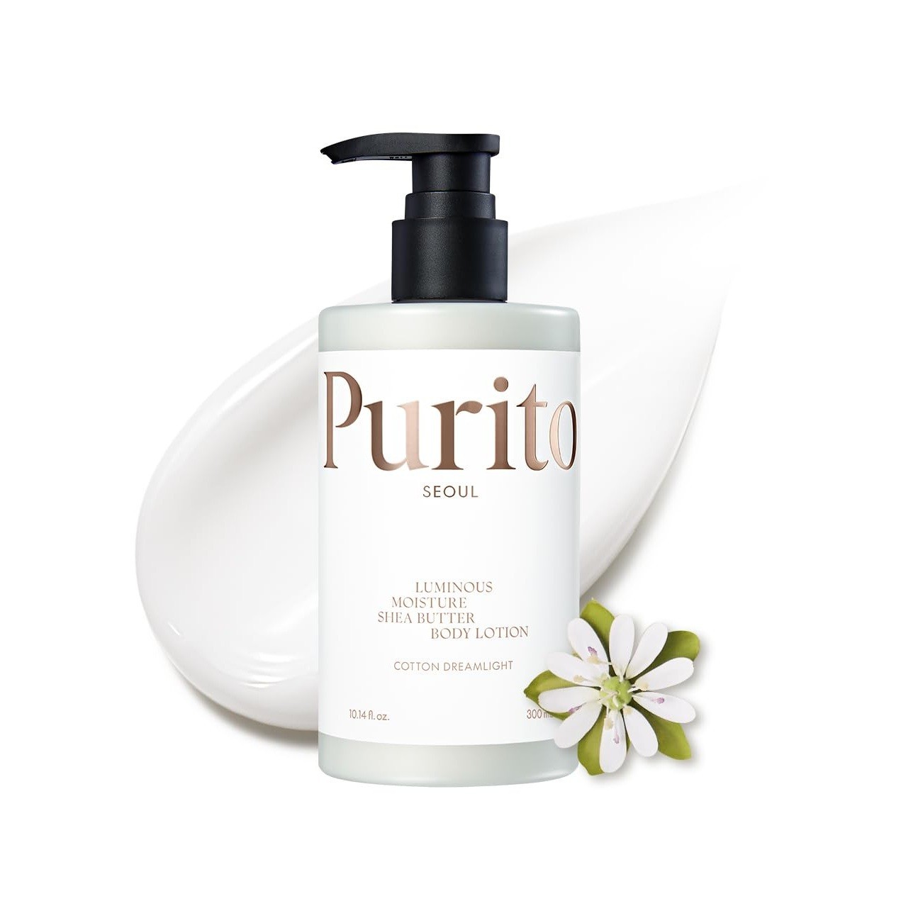 PURITO Luminous Moisture Shea Butter Body Lotion 300ml - Cotton Dreamlight  بوريتو لوشن زبدة الشيا المرطب بعمق للجسم