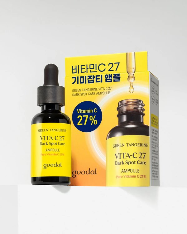GOODAL Green Tangerine Vita C 27 Dark Spot Care Ampoule 16g كودال سيروم الفيتامين سي يعيد نضارة البشرة ويحارب البقع الداكنة في البشرة