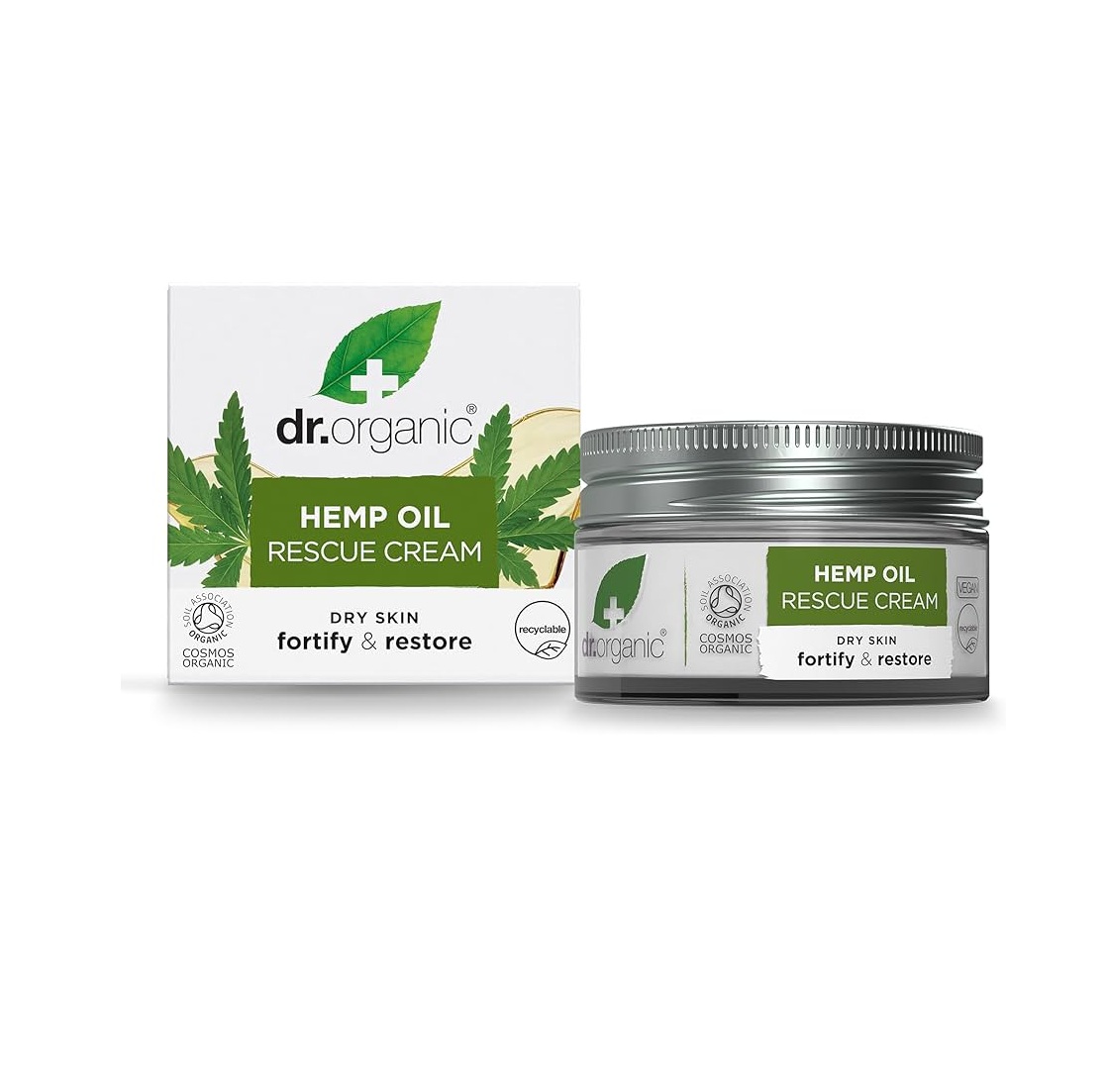 DR.ORGANIC Hemp Oil Rescue Cream دكتور اوركانك كريم زيت القنب العضوي يرطب ويهدئ البشرة 