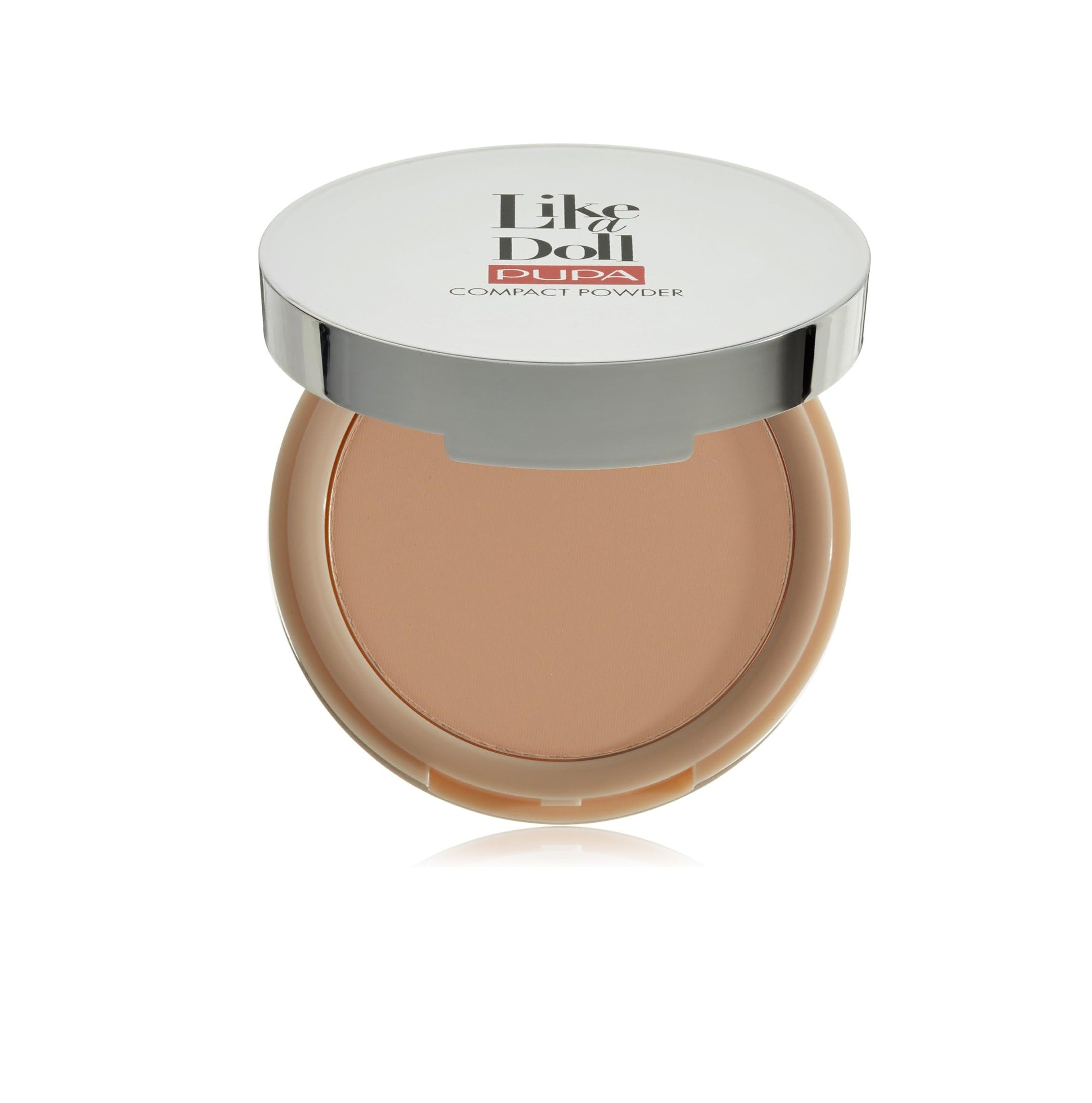 PUPA LIKE A DOLL NUDE SKIN COMPACT POWDER - NO. 4 WARM BEIGE بوبا بودرة مضغوطة بتأثير مطفي لامع