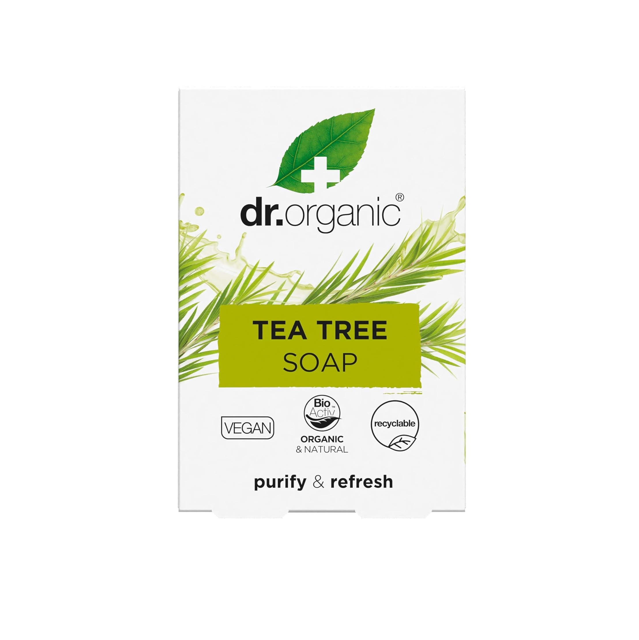 DR.ORGANIC Tea Tree Soap Bar دكتور اوركانك صابونة زيت شجرة الشاي العضوي