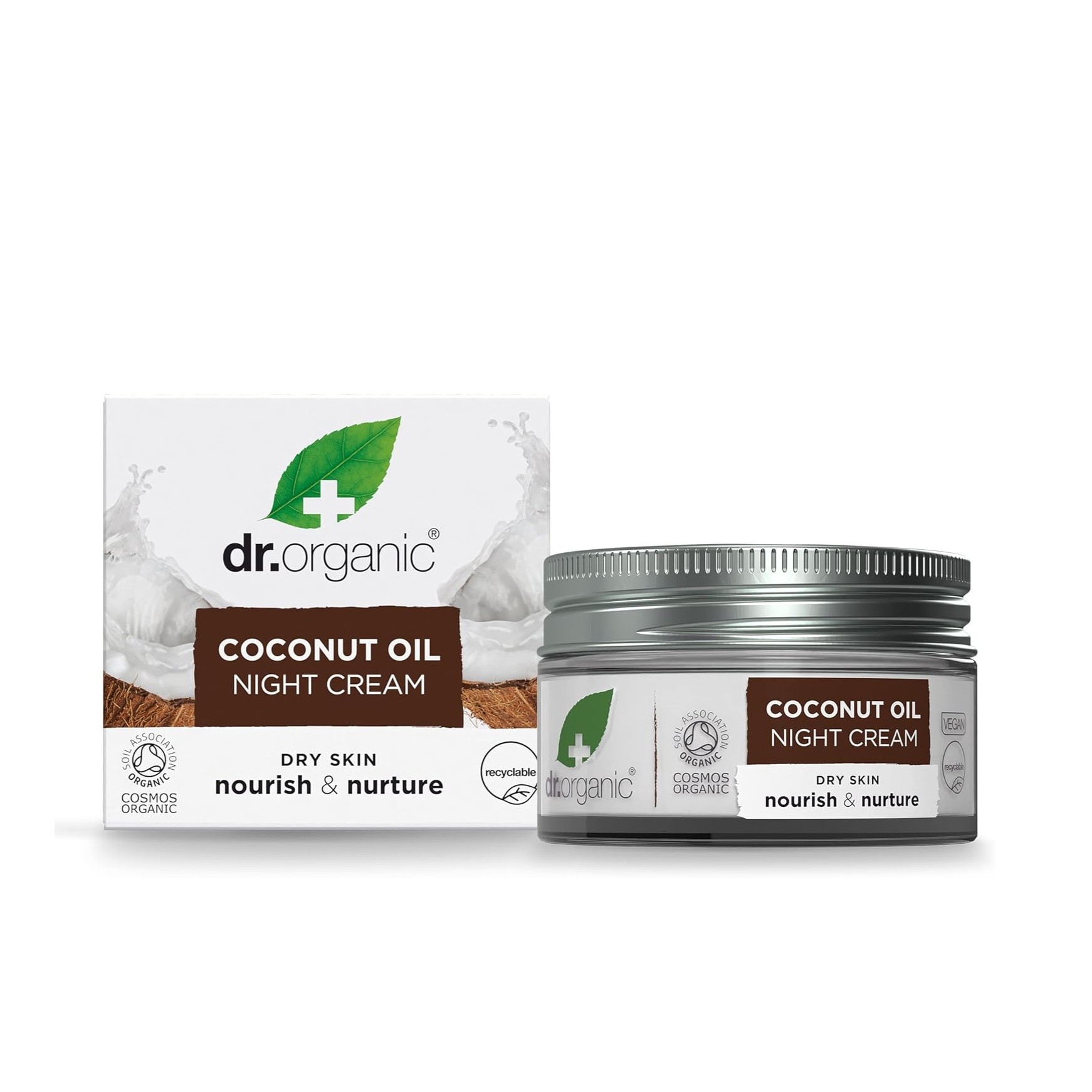 DR.ORGANIC Coconut Oil Night Cream 50ml  دكتور اوركانك كريم ليلي بزيت جوز الهند مرطب ومغذي للبشرة
