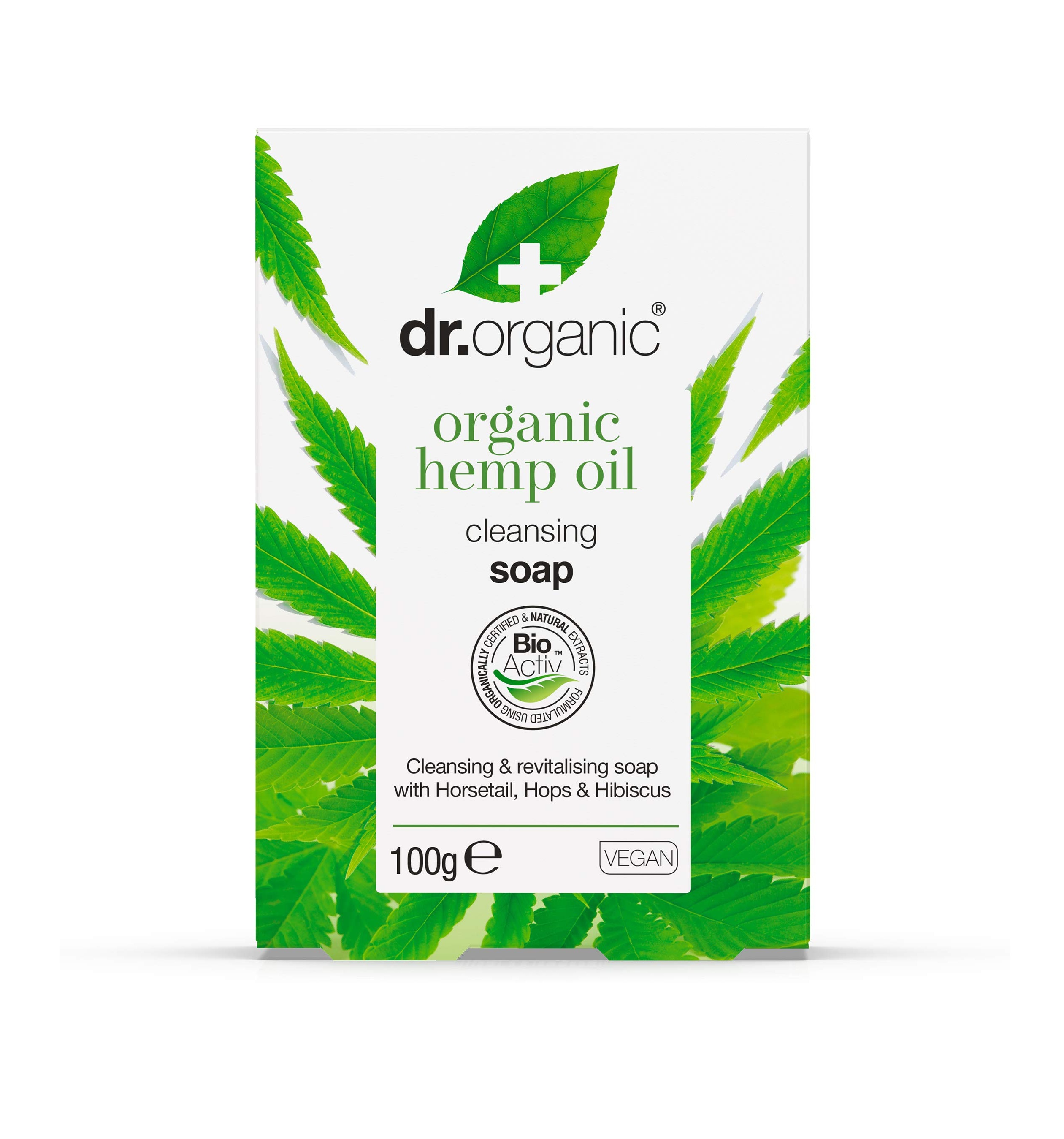 DR.ORGANIC Organic Hemp Oil Cleansing Soap Bar 100g دكتور اوركانك صابونة زيت القنب العضوي