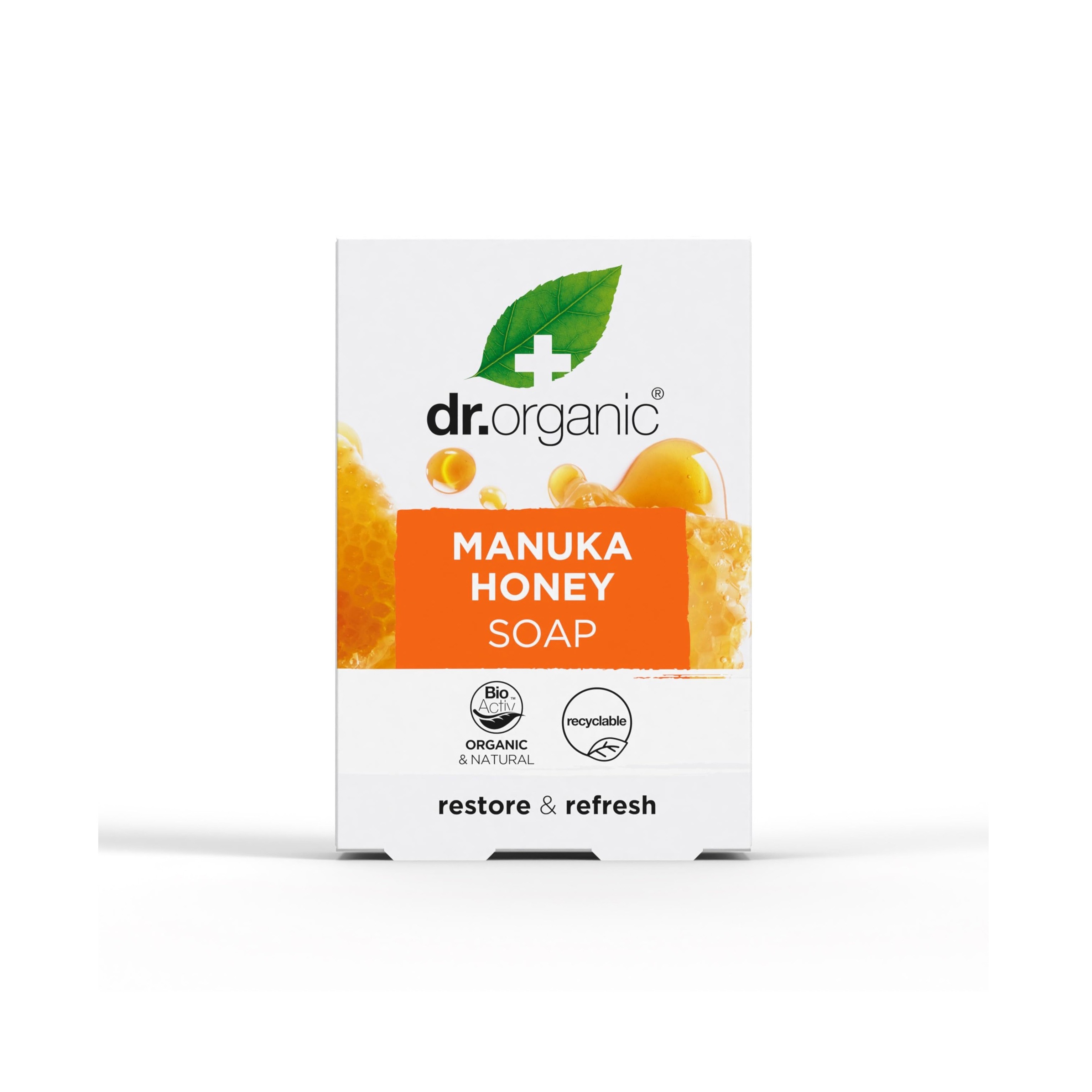 DR.ORGANIC Organic Manuka Honey Soap Bar 100g  دكتور اوركانك صابون غني بعسل المانوكا العضوي مصمم لتنظيف البشرة بلطف