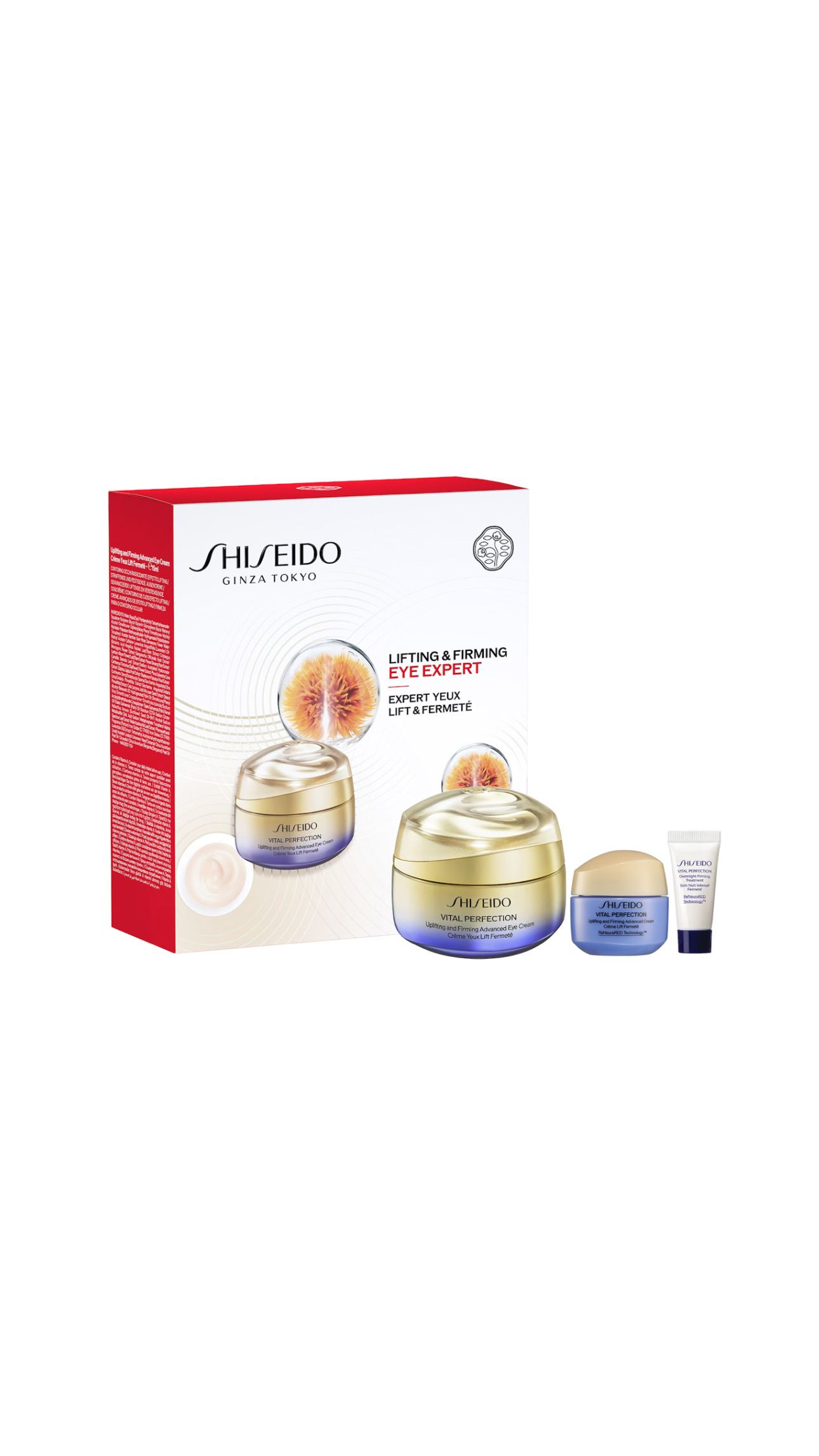 (SHISEIDO VITAL PERFECTION LIFTING & FIRMING EYE EXPERT SET (15ml,15ml,5ml شسيدو مجموعة متكاملة للعناية بالبشرة وبمنطقة حول العين