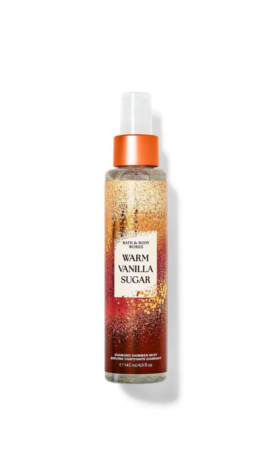 BATH & BODY WORKS WARM VANILLA SUGAR DIAMOND SHIMMER MIST145ML باث اند بودي وركس سبلاش معطر ولامع للجسم