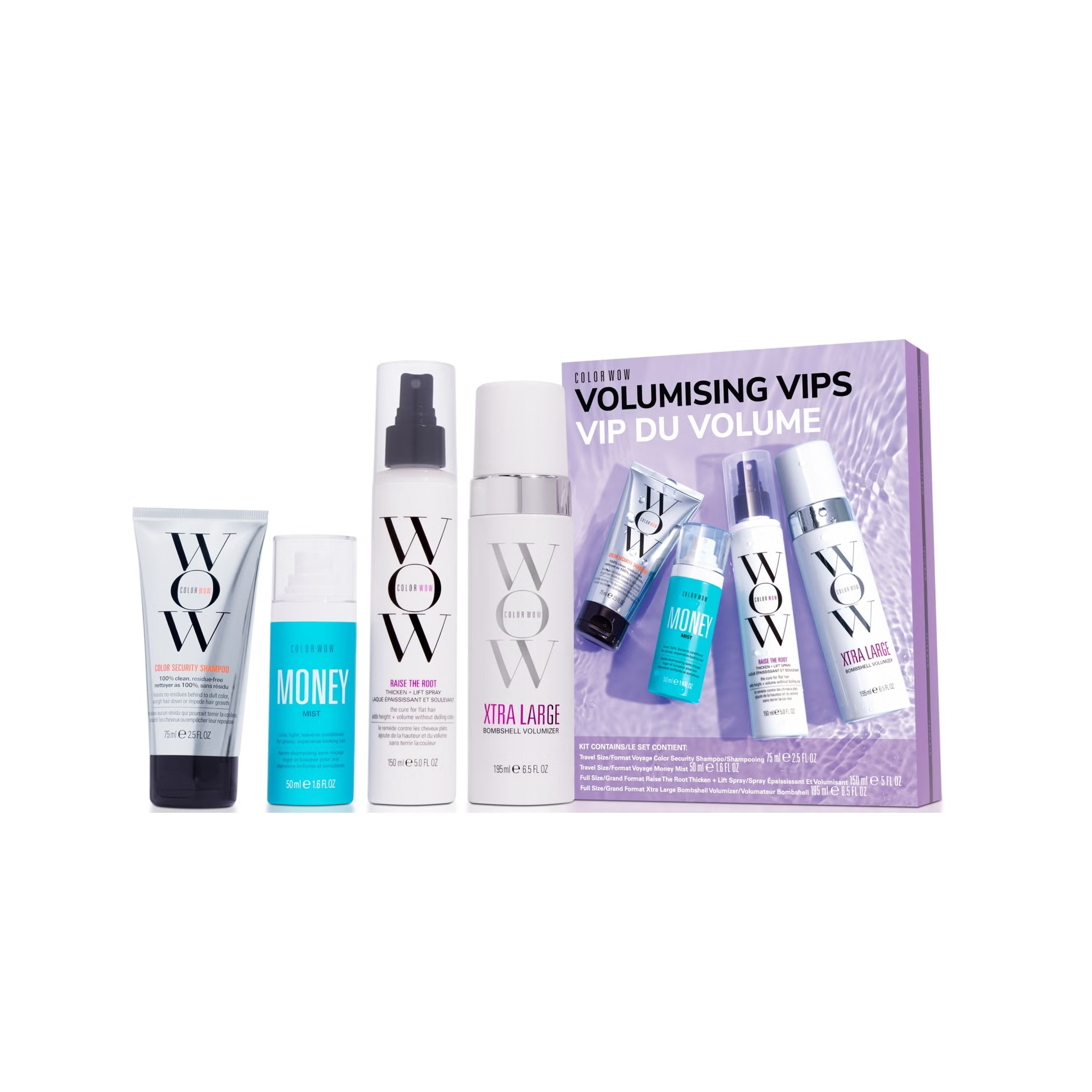 COLOR WOW Volumizing VIPs Set (75ml + 50ml + 150ml + 195ml)  كولر واو مجموعة العناية بالشعر 