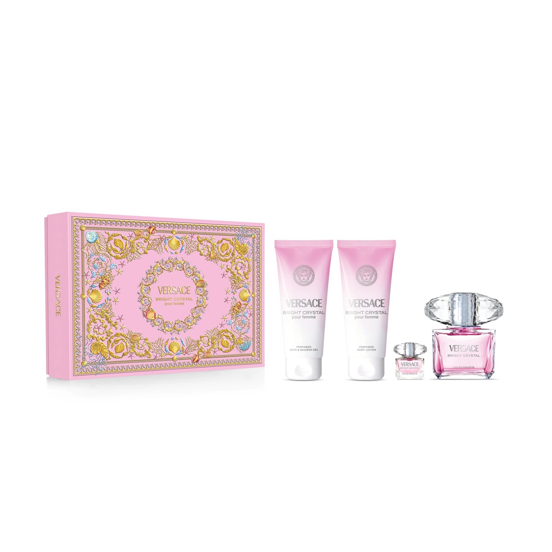 VERSACE Bright Crystal Eau de Toilette GIFT SET FOR WOMEN (4PCS) ڤيرزاتشي بكج هدايا للنساء