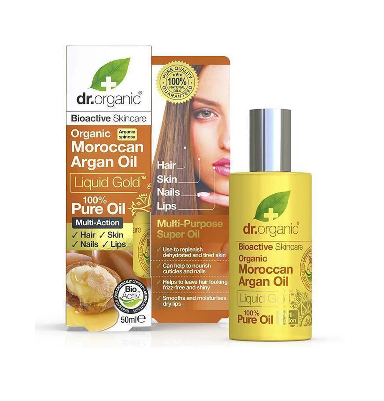 DR.ORGANIC Moroccan Argan Oil Liquid gold Pure Oil 50ml دكتور اوركانك زيت يغذي ويرمم الشعر