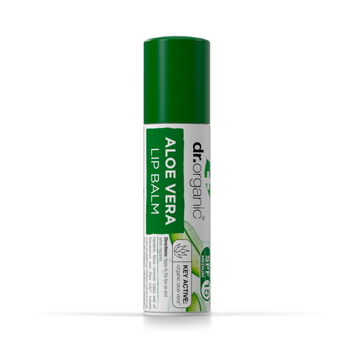 DR.ORGANIC Aloe Vera Lip Balm with SPF 15  دكتور اوركانك مرطب شفاه بمستخلص الألوفيرا مع عامل حماية من الشمس