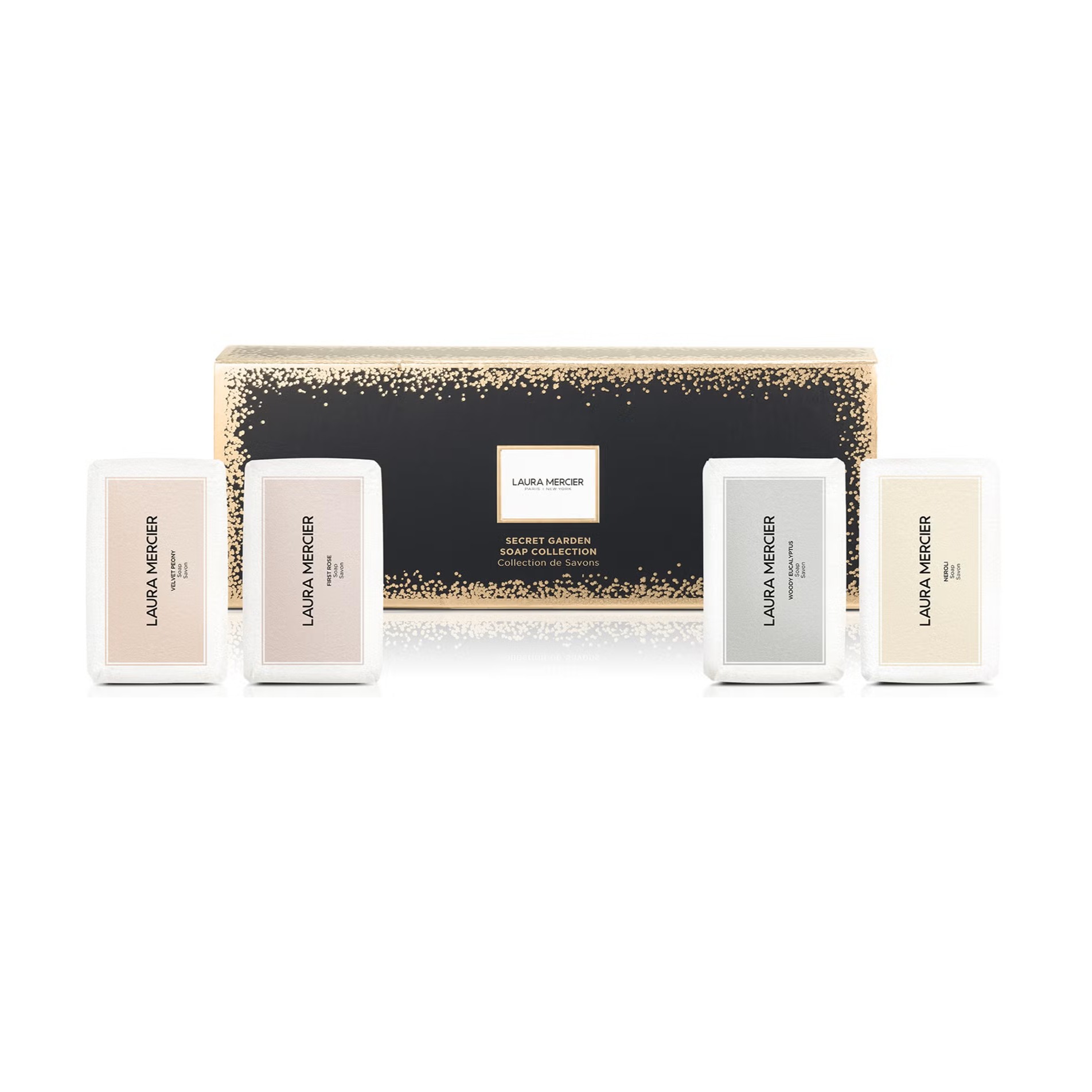 LAURA MERCIER Secret Garden Soap Collection Set لورا ميرسير مجموعة من أربع قطع من الصابون المغذي