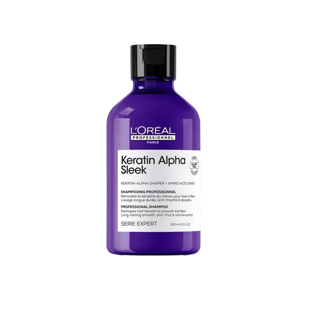 LOREAL Keratin Alpha Sleek Anti-Frizz and Smoothing Sulfate-Free Shampoo 300ml لوريال شامبو ينعم الشعر