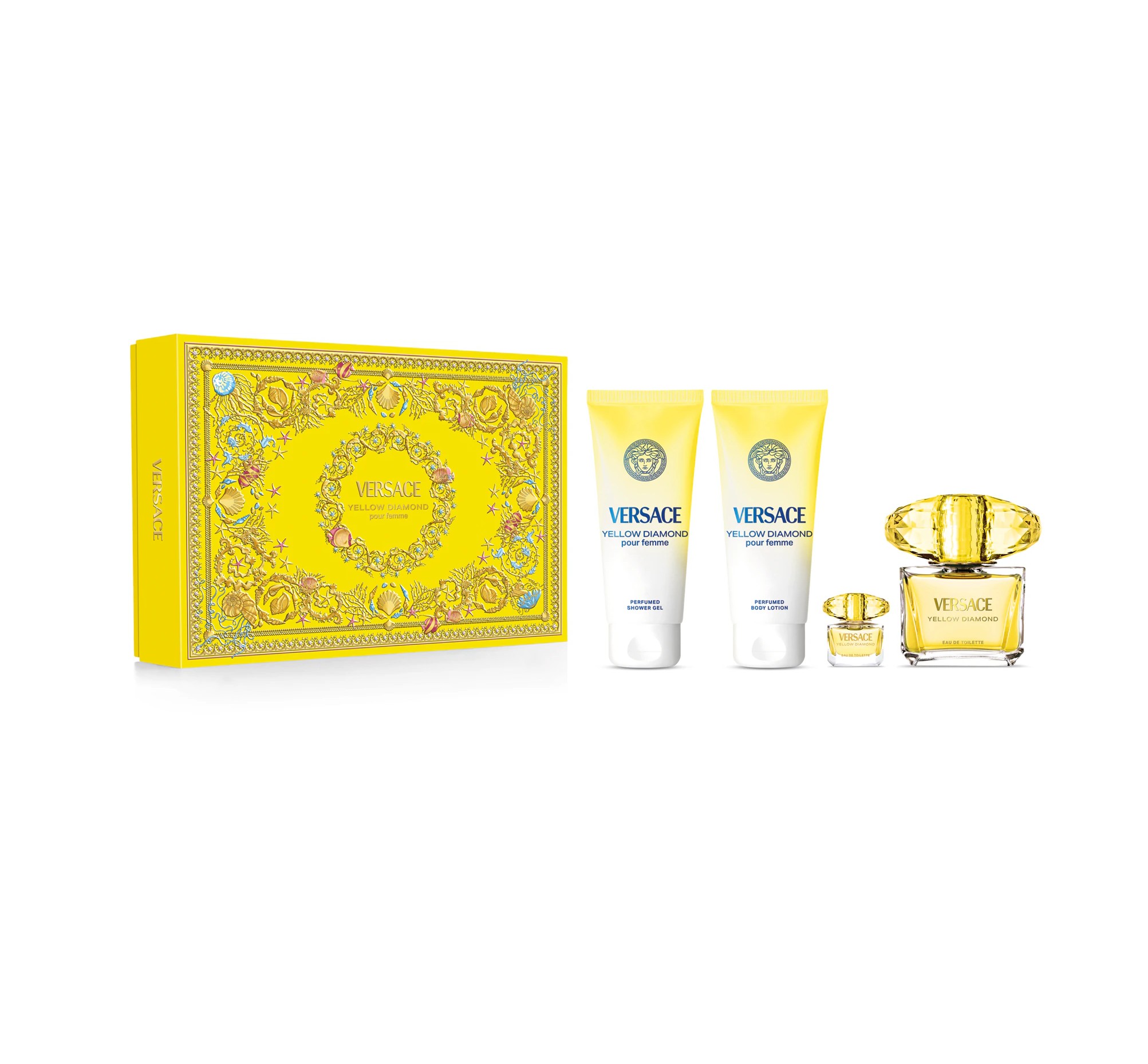 VERSACE Yellow Diamond Eau de Parfum Gift Set for women 4-Pcs فيرساتشي مجموعة هدايا للنساء