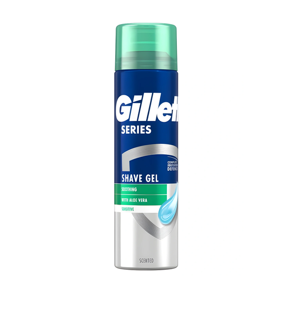 GILLETTE Series Shave Gel Soothing With Aloe Vera - Sensitive جيليت جل حلاقة ملطف وغني بالألوفيرا للبشرة الحساسة