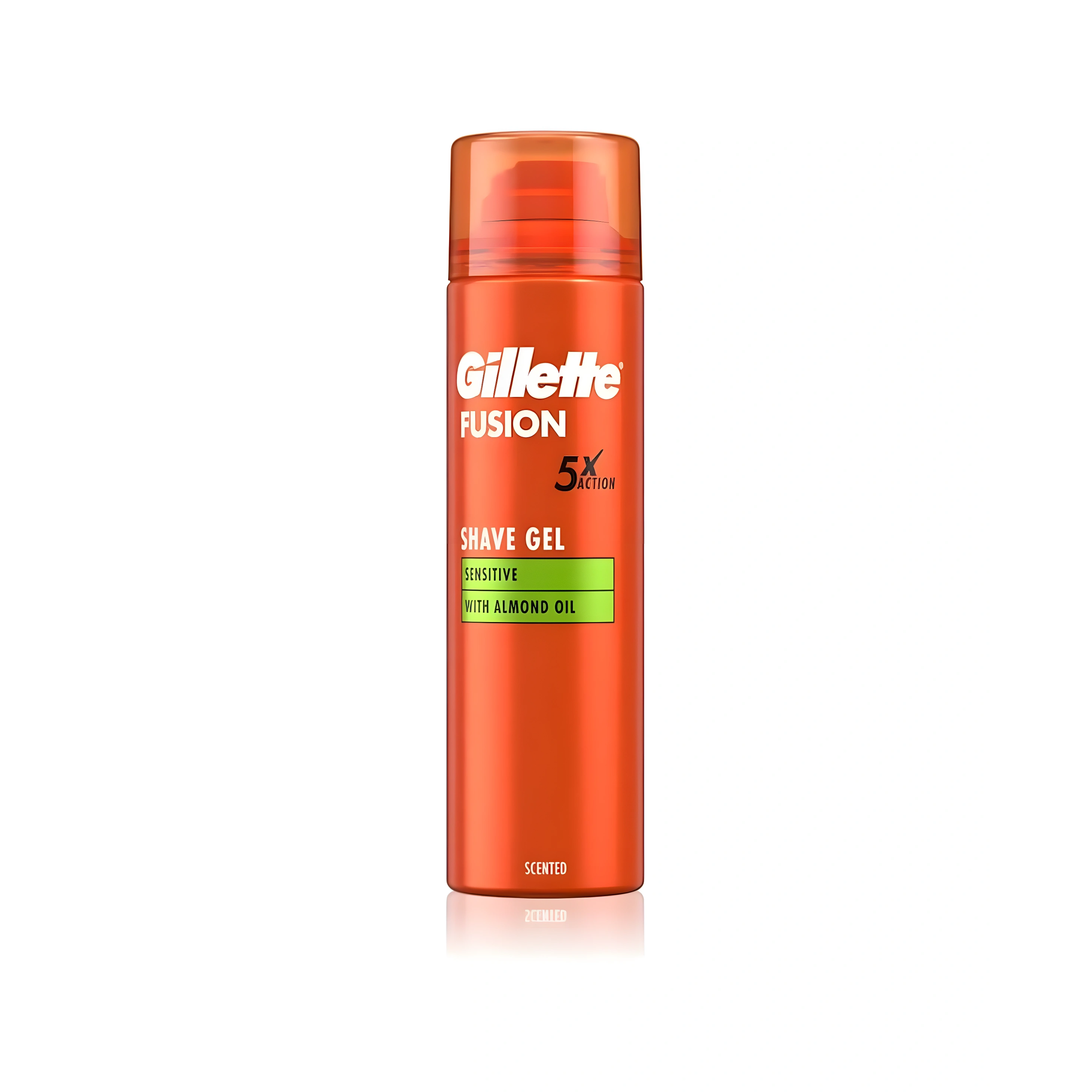GILLETTE Fusion 5x Action Shaving Gel Sensitive With Almond Oil جيليت جل حلاقة للرجال يمنح شعورًا بالانتعاش والبرودة لتهدئة البشرة