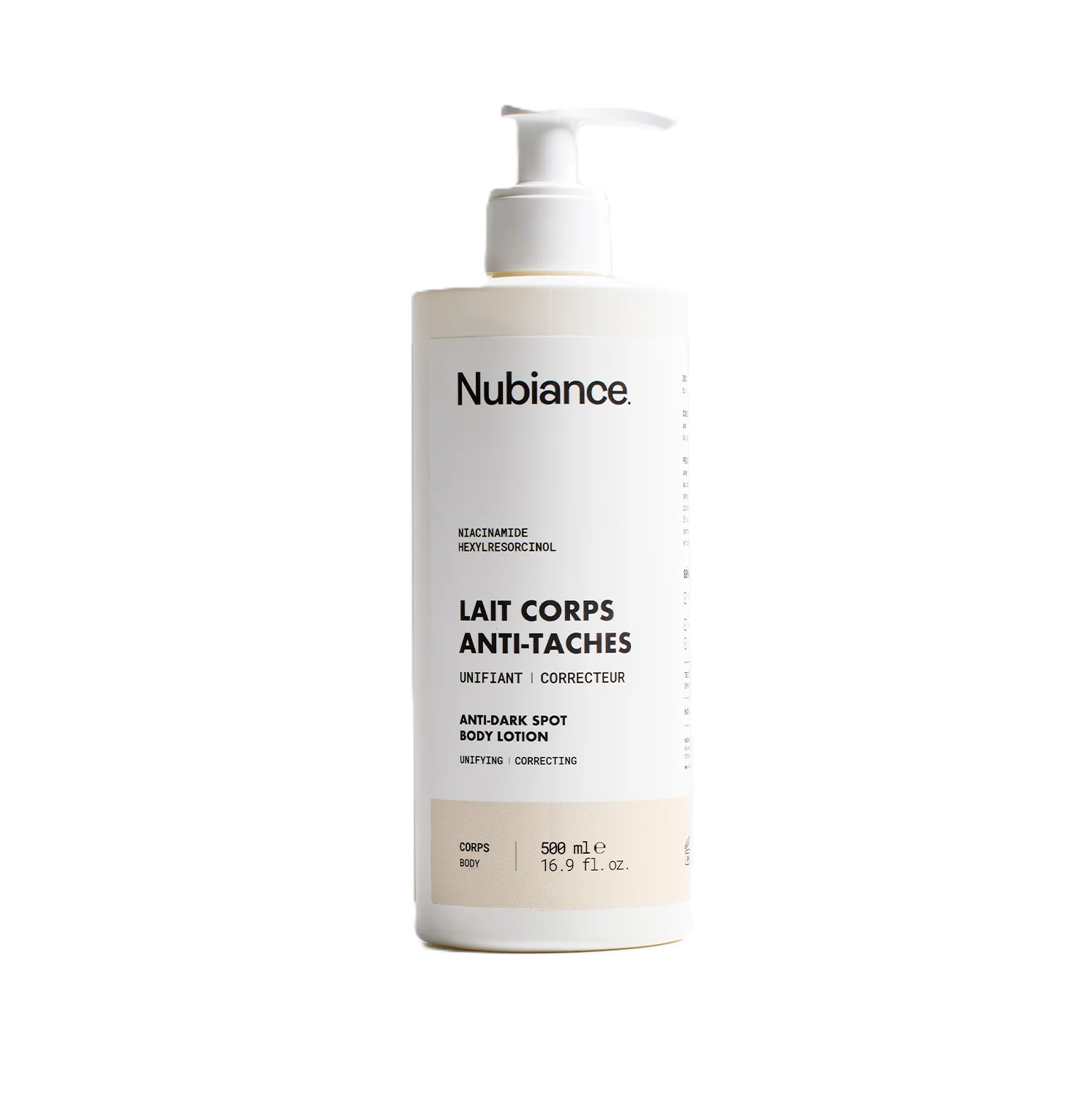 NUBIANCE ANTI-DARK Spot Unifying & Moisturizing Milky Body Lotion 500ml  نوبيانس لوشن حليبي مرطب للجسم يساعد على تقليل مظهر البقع والتصبغات