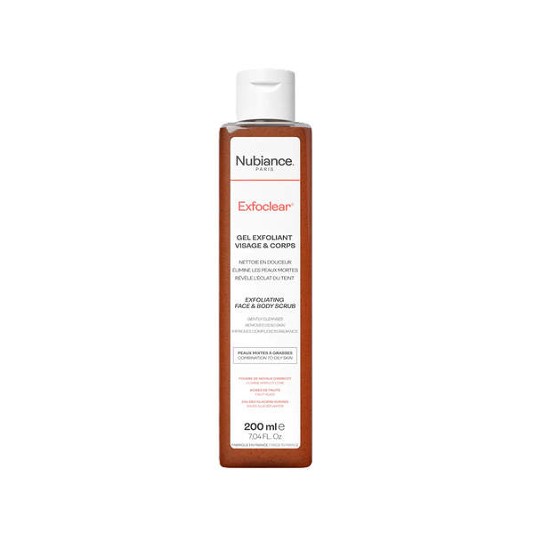 NUBIANCE Exfoclear Gel Exfoliating Face & Body 200ml  نوبيانس جل مقشر للجسم والوجه يساعد على تحسين الملمس وتحفيز تجديد الخلايا