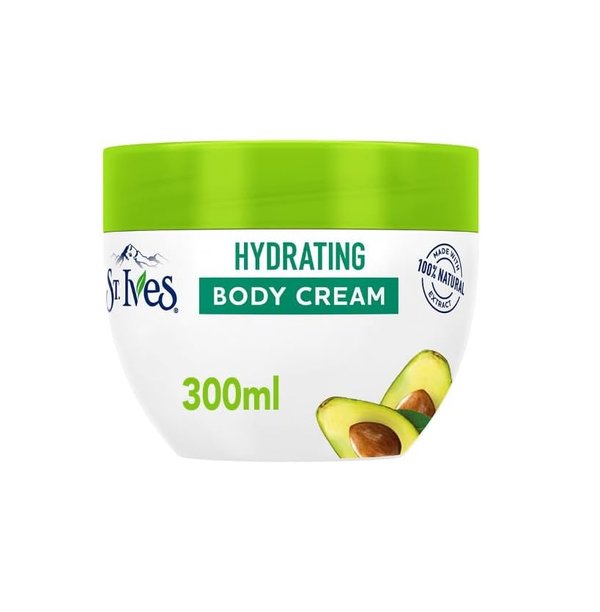 ST.IVES Hydrating Body Cream With Avocado & Vitamin E 300ml ستيفز كريم جسم بالأفوكادو يغذي و يمنح ترطيباً عميقاً
