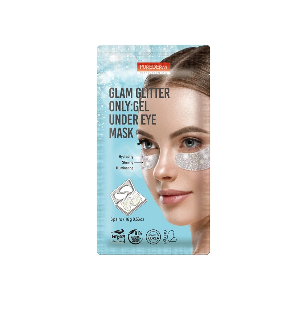 PUREDERM Glam Glitter Only Gel Under Eye MAsk 6-pairs 16g بيورديرم لصقات للعين بحمض الهيالورونيك ترطب البشرة وتمنحها إشراقة